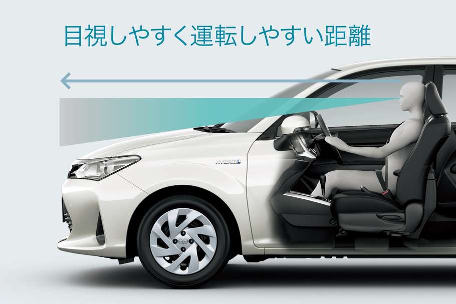 目視しやすいフロントバンパーまでの距離。